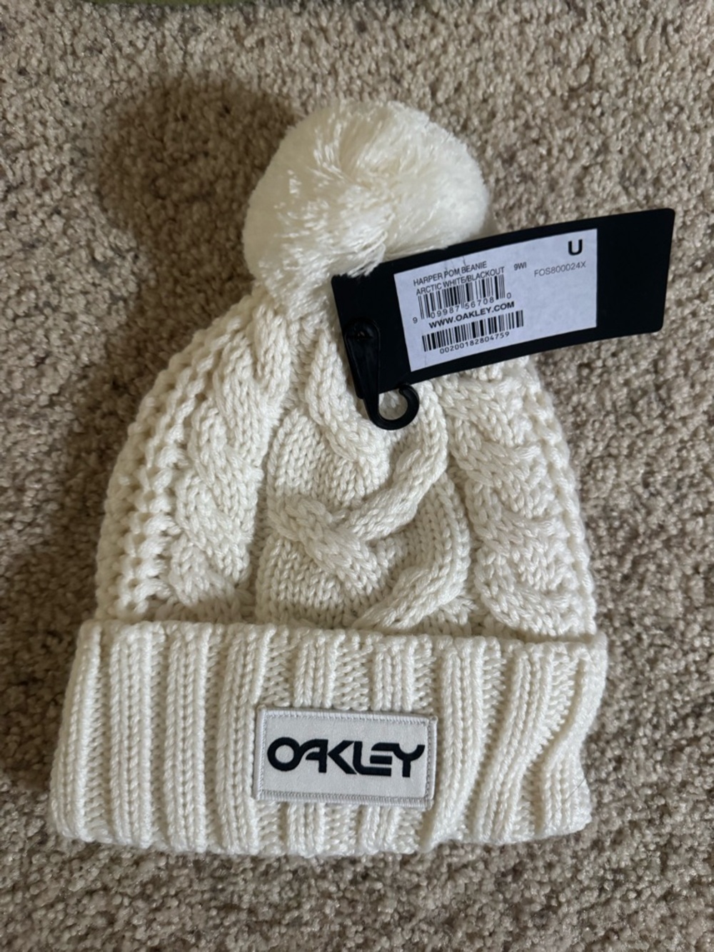 Harper Adult official color Artic white Cable Knit Pom Beanie